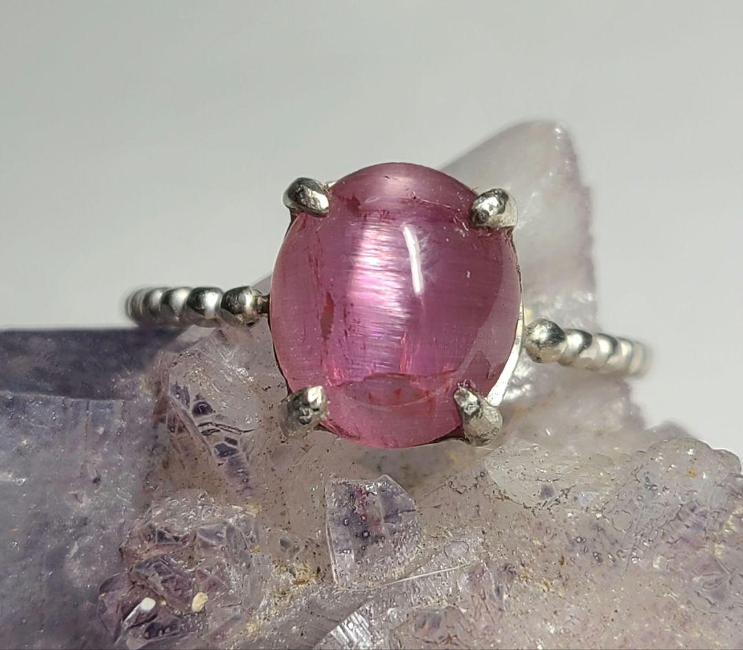 eri★ブラジルピンクトルマリンキャッツアイ★リングオーダー