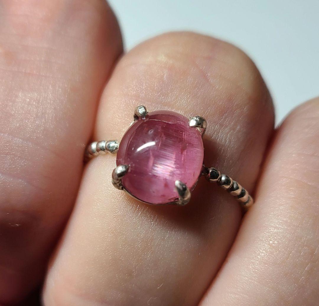 eri★ブラジルピンクトルマリンキャッツアイ★リングオーダー
