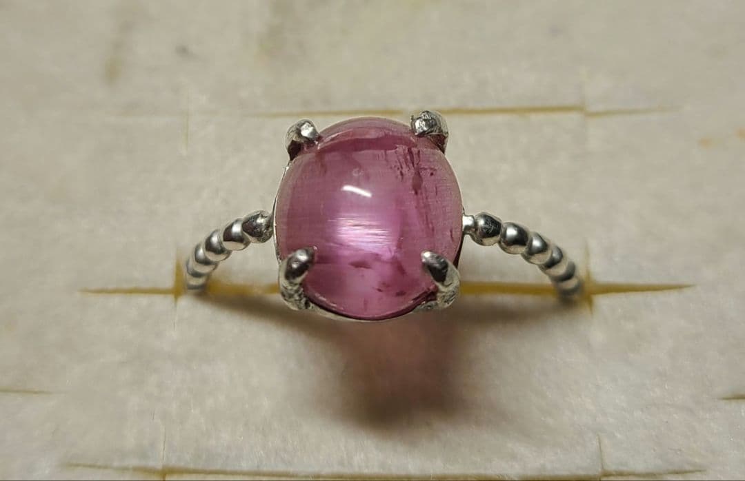 eri★ブラジルピンクトルマリンキャッツアイ★リングオーダー