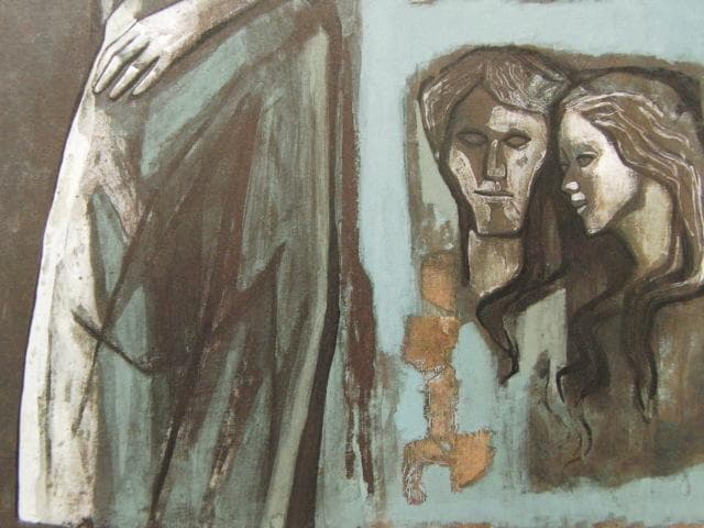 大森運夫、【彷徨の季節】、希少な額装用画集より、新品額装付