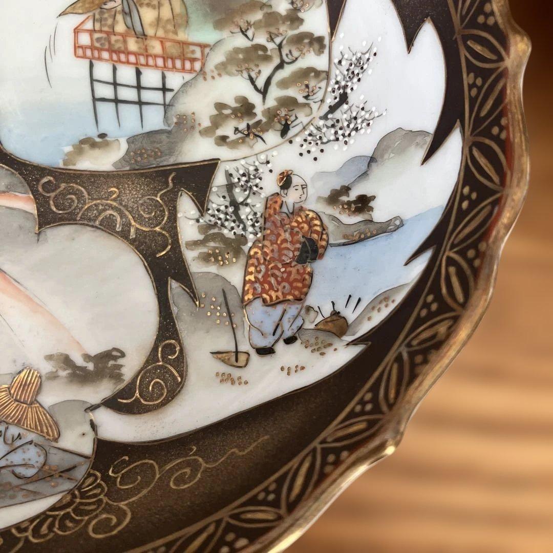 九谷焼　金彩赤絵人物文皿　8枚