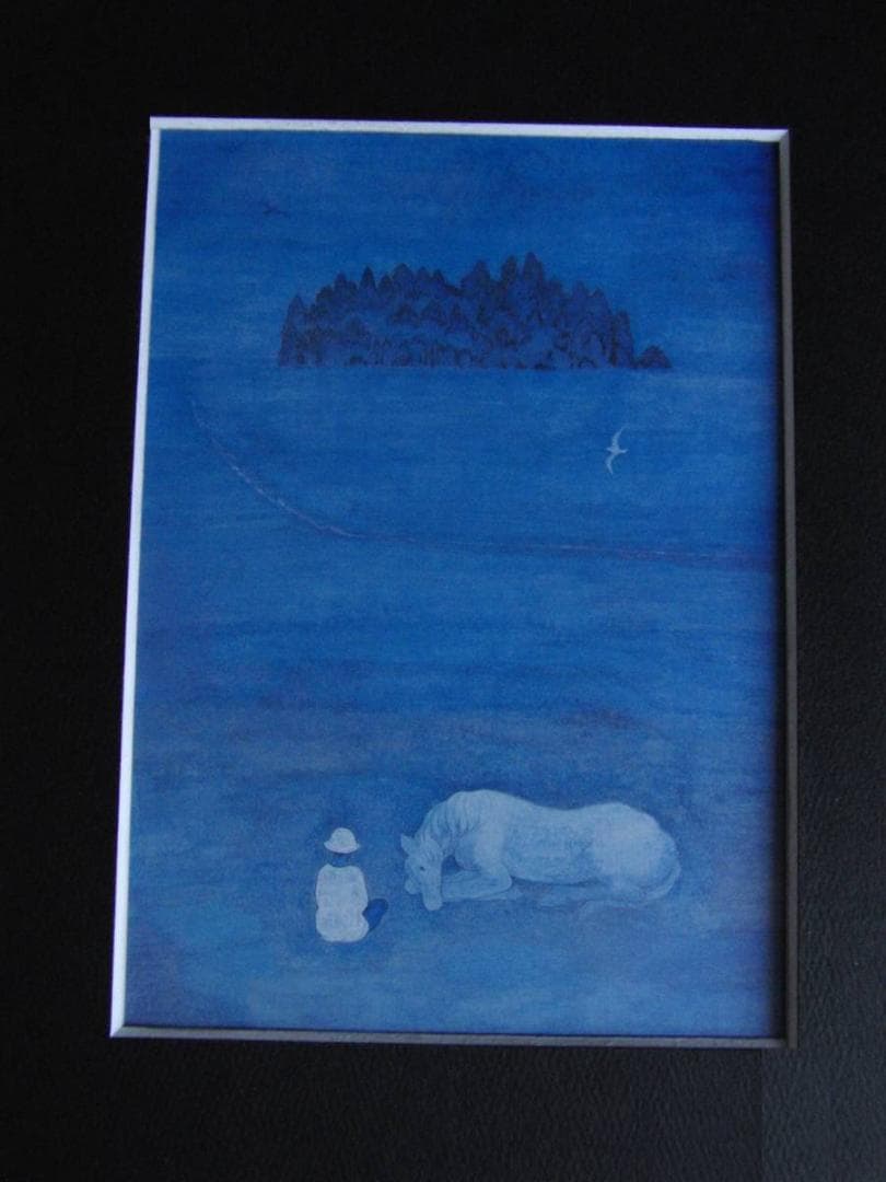 佐藤圀夫、【夕凪】、希少な額装用画集より、新品額装付、状態良好