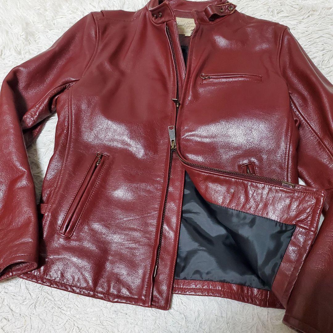 極美品 AVIREX シングルライダース レザージャケット L ボルドー メンズ