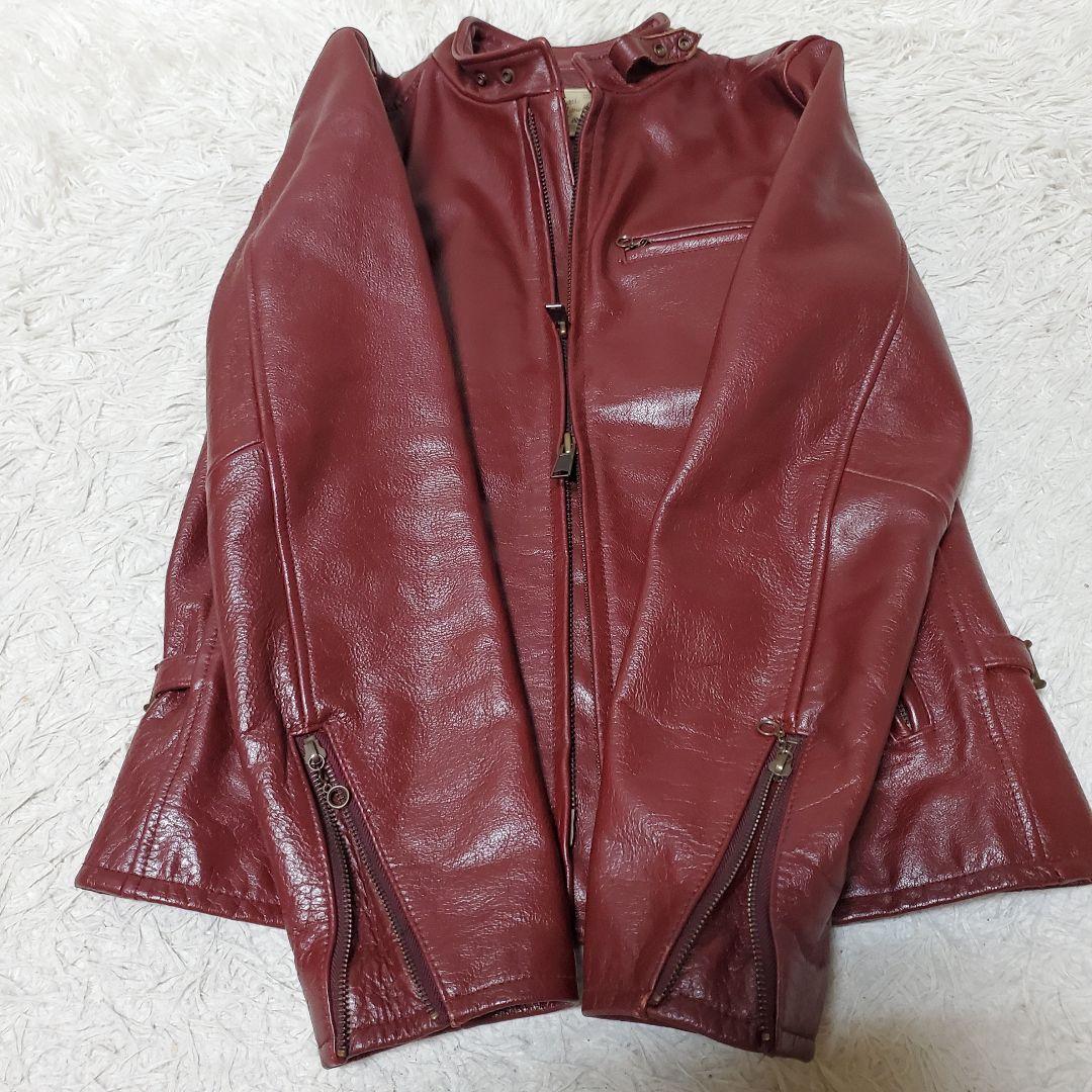 極美品 AVIREX シングルライダース レザージャケット L ボルドー メンズ