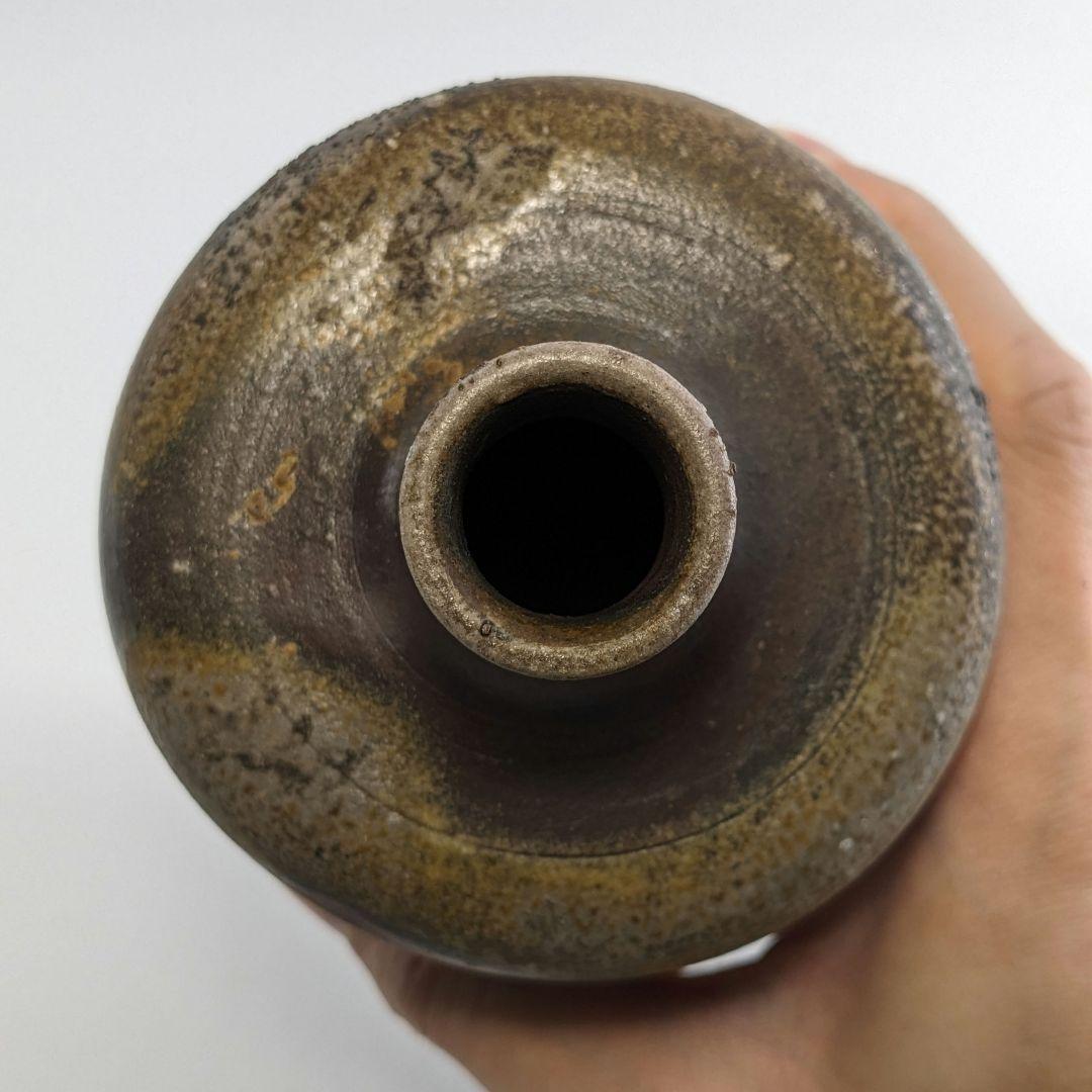 岡山県重要無形文化財 松井與之 備前焼 一輪挿花入 共箱共布栞 花器 花瓶 花生