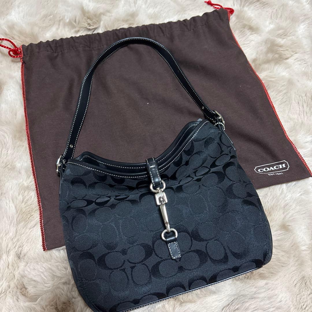 ブラックキャンバスショルダーバッグ