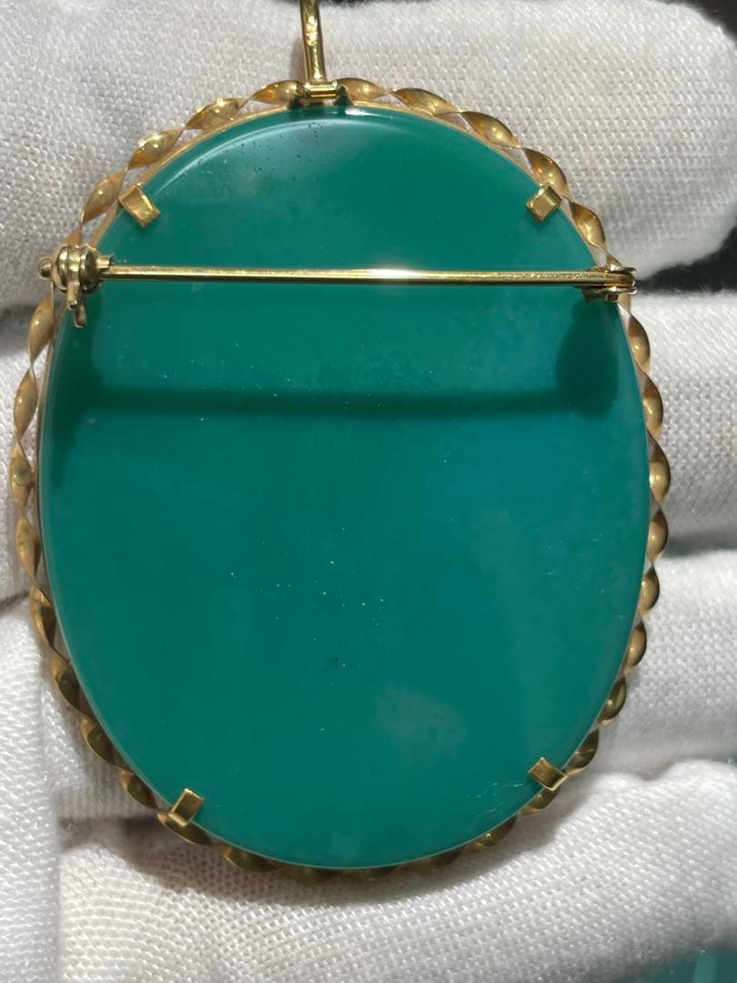 18k，大きめ、カメオペンダントトップとブローチ、両用19.1g