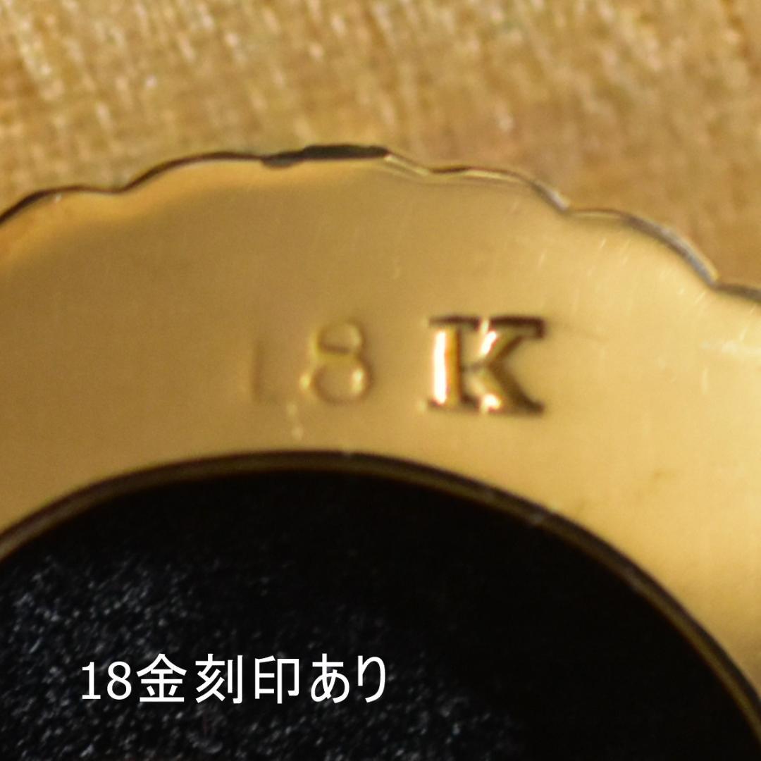 ヤシの木 アンティーク 18金刻印あり 非加熱黒瑪瑙のカメオブローチ