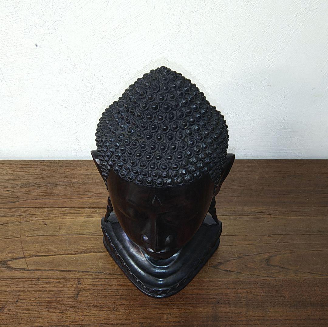 仏教美術【Buddha Head】木彫　彫刻　仏頭　仏像　ブッダ　置物