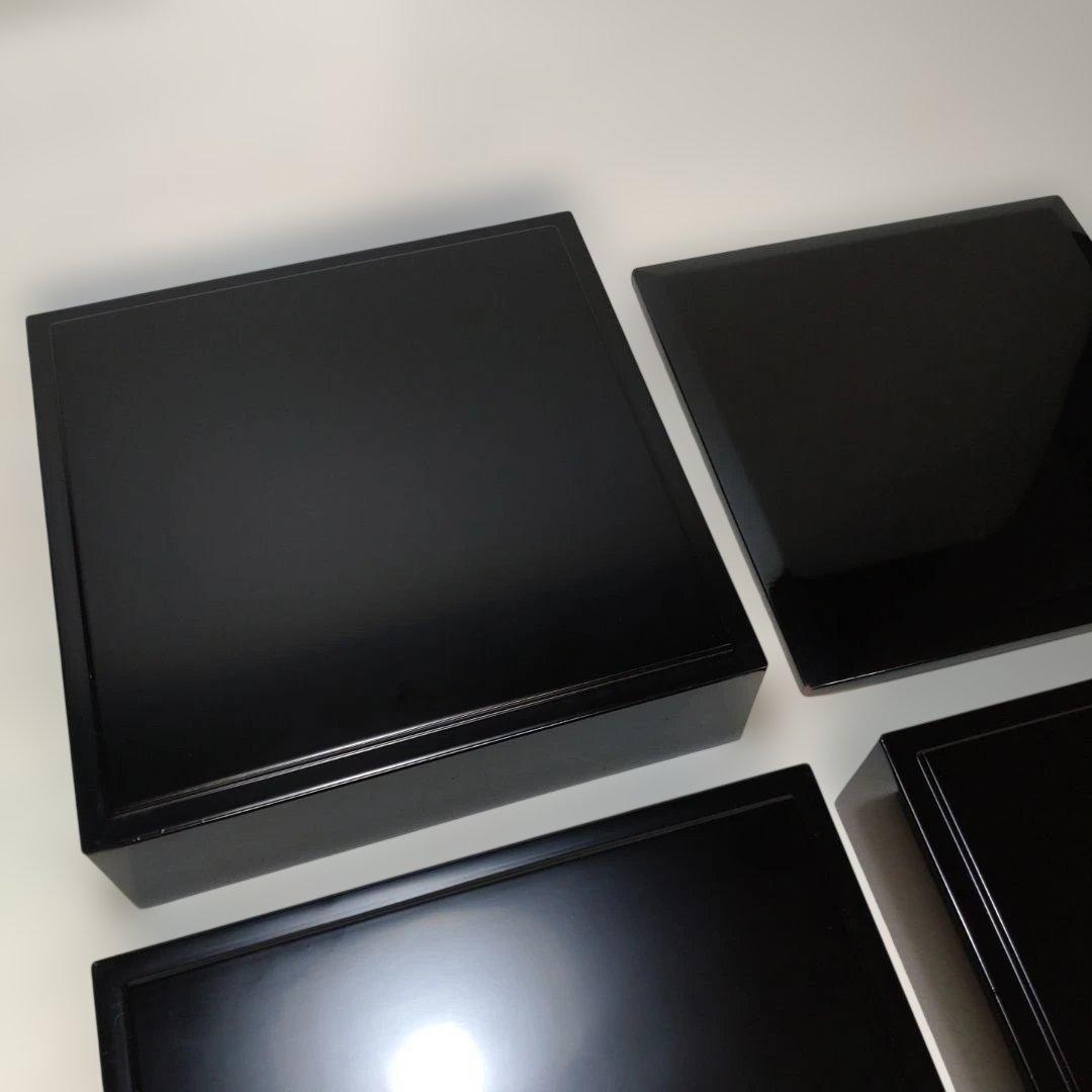 越前漆器 塗師 山本英明作 黒塗重箱 木箱付 本漆 美品