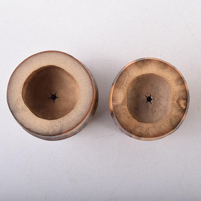 茶道具　弥三郎作　古竹　蓋置　一双　共布　書付極め箱　V　R8685