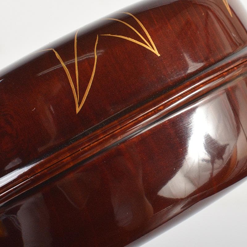 人間国宝　山下義人作　屋島神社古材　木地　呂塗蒔絵香合　芙蓉　共箱　V　5948