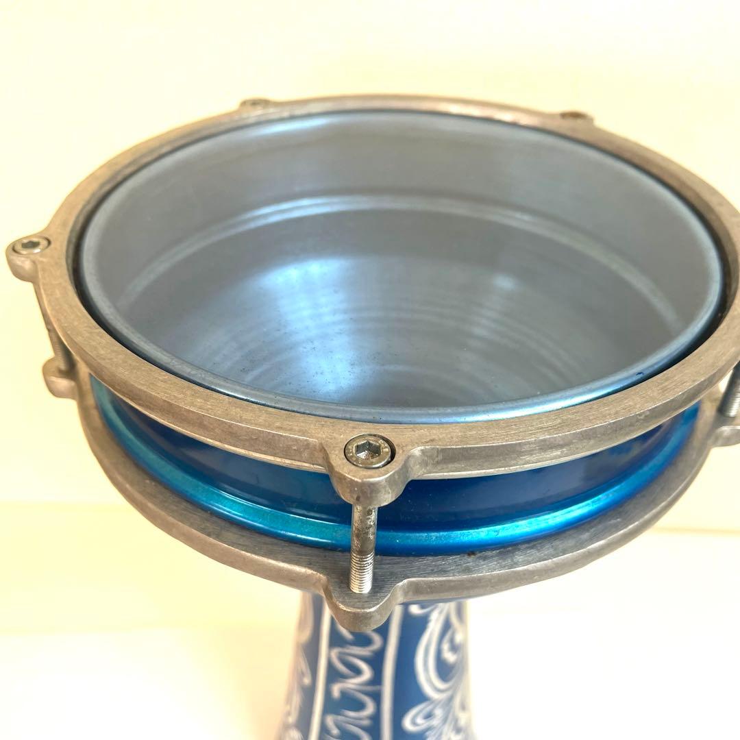 ダルブッカ 37cm 金属製 ベリーダンス 太鼓 プラスチックヘッド 青