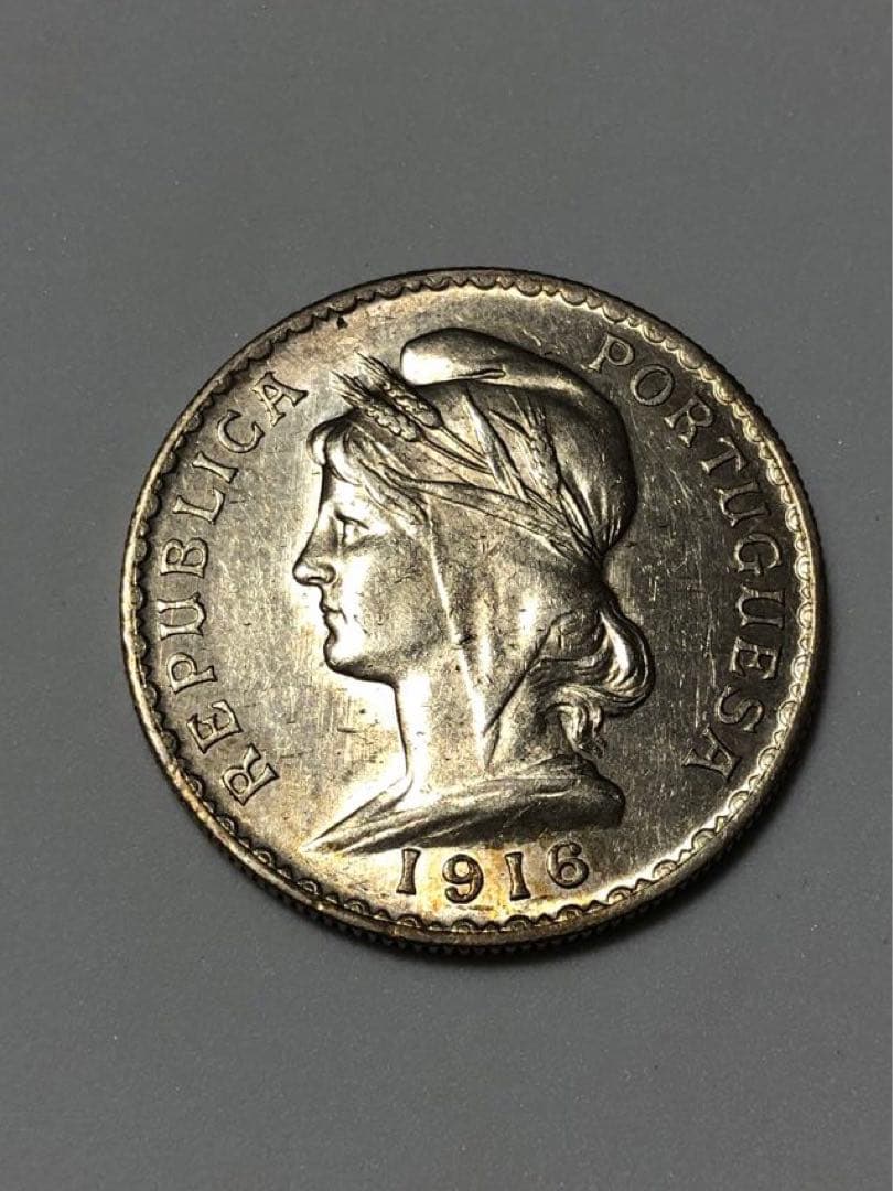 1916年 ポルトガル 1エスクード銀貨 美品 SV835 大型