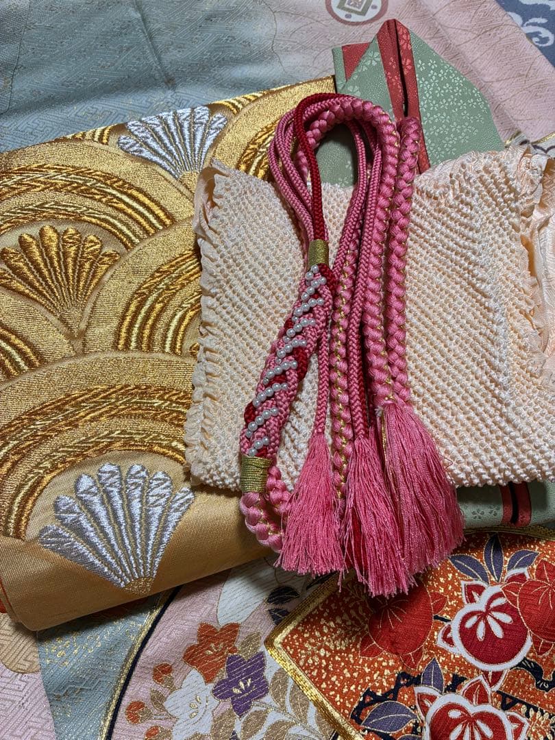 ⁂⁂いちなな様⁂⁂【振袖フルセット】 水色 金駒刺繍 花柄 扇柄