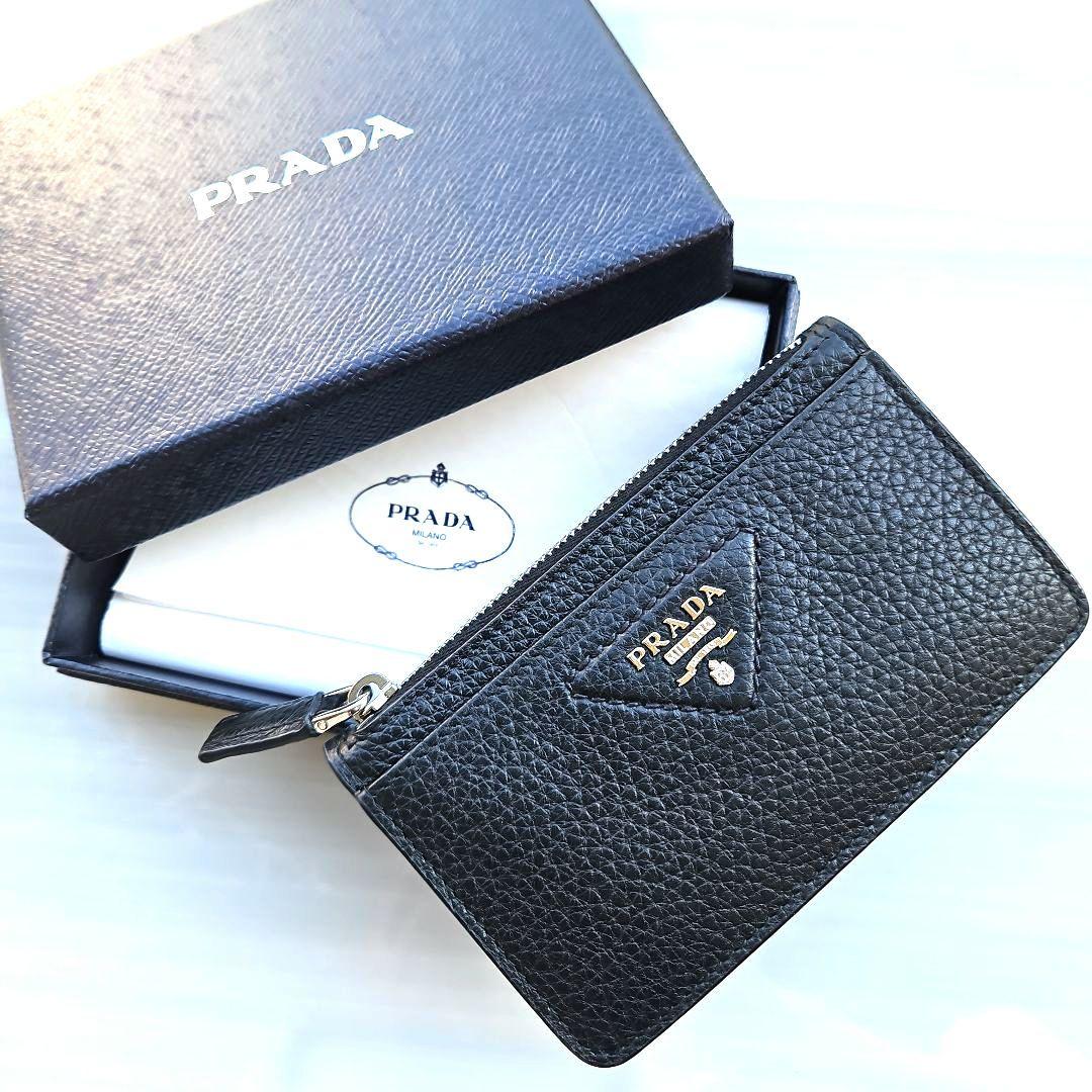 新品PRADAケース2MC084レザーブラックRFIDタグ内蔵カードケース