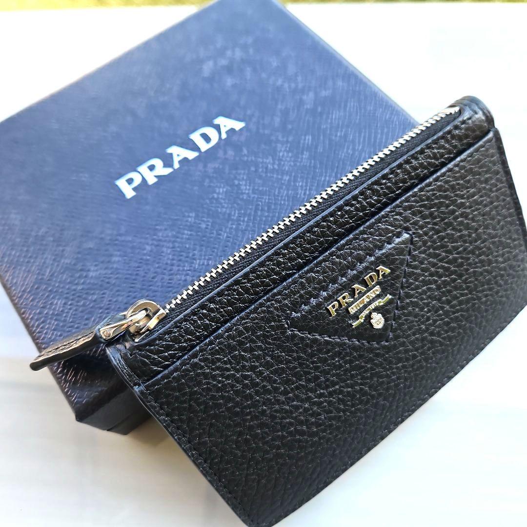 新品PRADAケース2MC084レザーブラックRFIDタグ内蔵カードケース