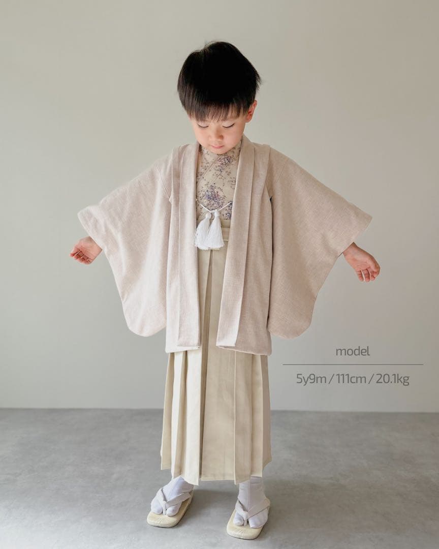 ［かすみ草］5歳 七五三 ꕤ 羽織袴5点セット