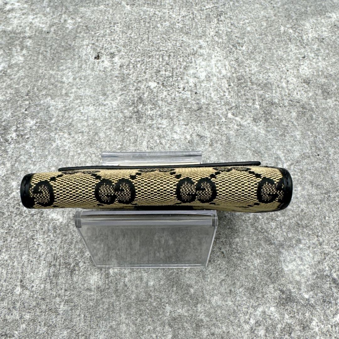 美品　グッチ GGキャンバス 二つ折り財布 ブラウン　ブラック