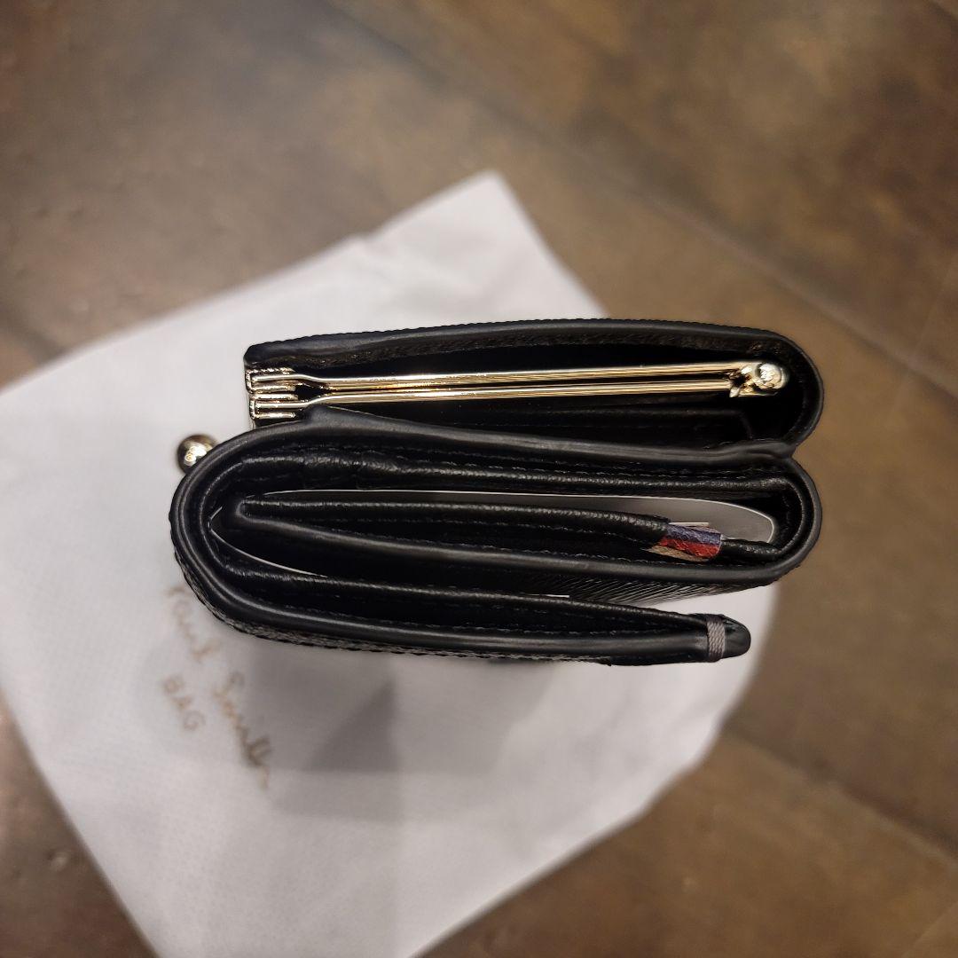 ギフト対応可能　ポールスミス　正規品　レザー　がま口　折り財布　ブラック