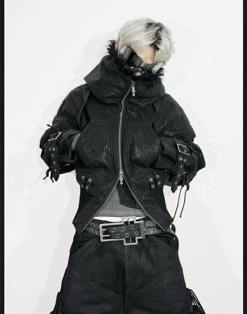 2点セット レザージャケット、デニムパンツ