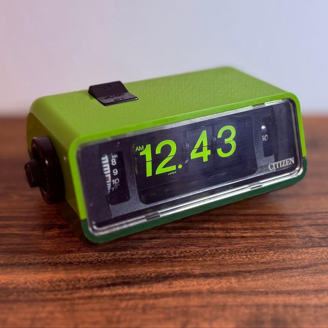 【メンテ済・動作正常】CITIZEN パタパタ時計 ハイリーフ・カーチス緑