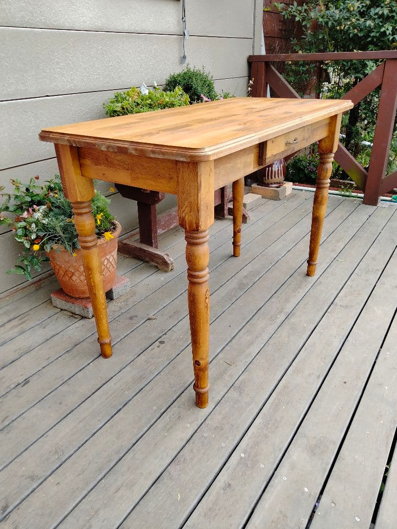 カントリー木工　ろくろ脚のパソコンデスク　机　作業台