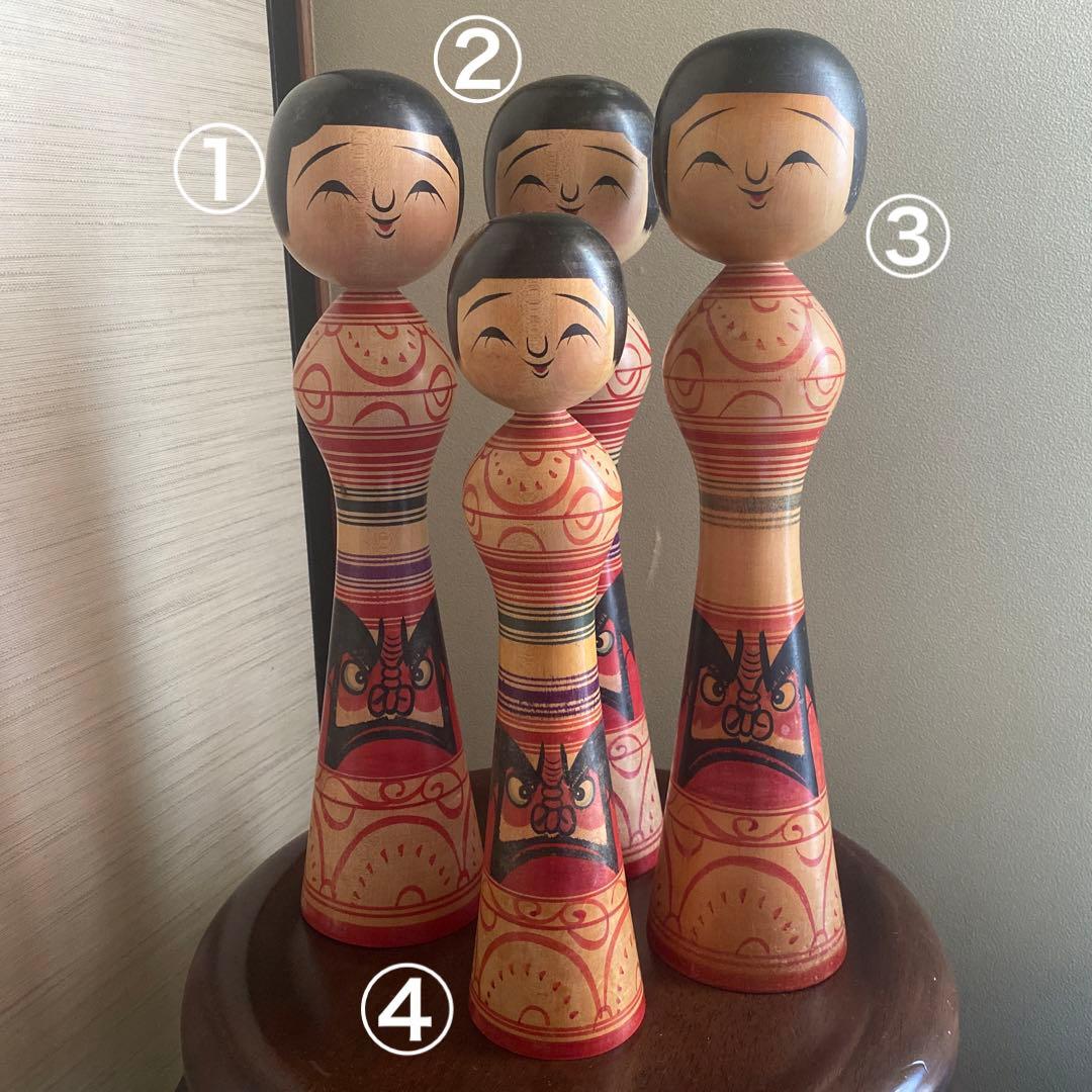 こけし四本セット　津軽系　奥瀬鉄則