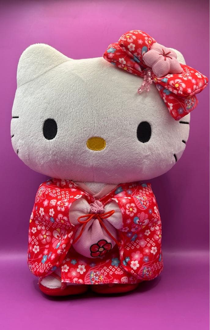 着物姿　ハローキティ　ぬいぐるみ2点セット　ちりめん　和服　日本