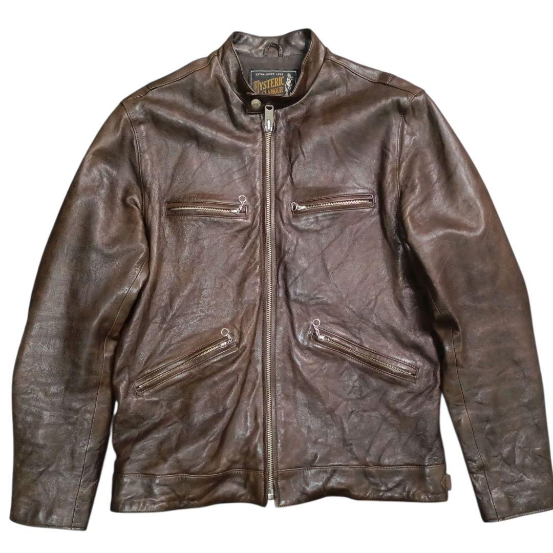 ✨HYSTERIC GLAMOUR ラムレザー 立襟 シングルライダース L