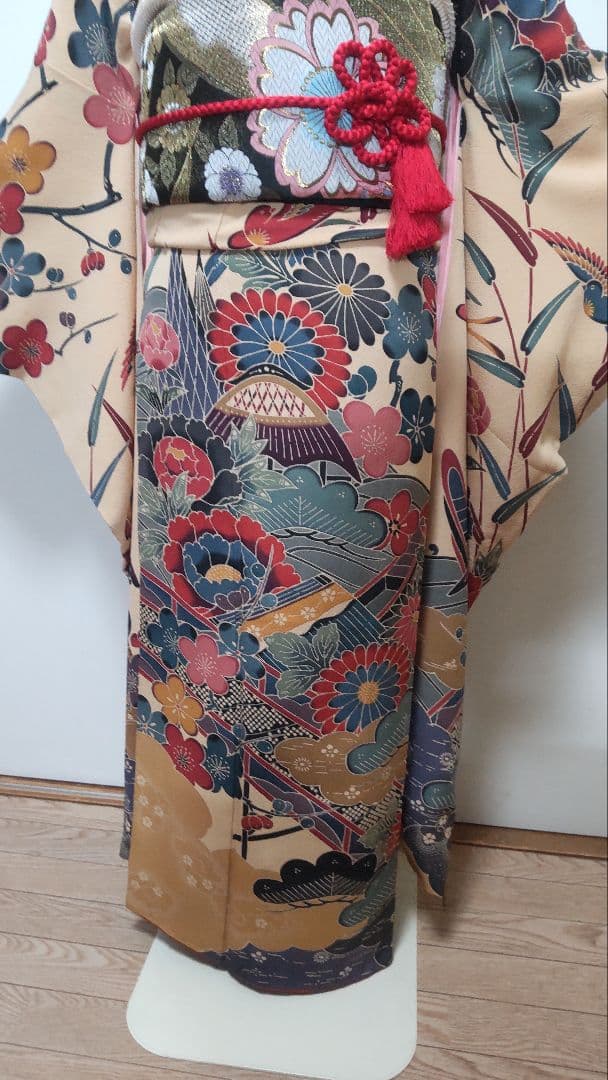 振袖一式　フルセット　紅型　正絹　超美品　おまけ付き