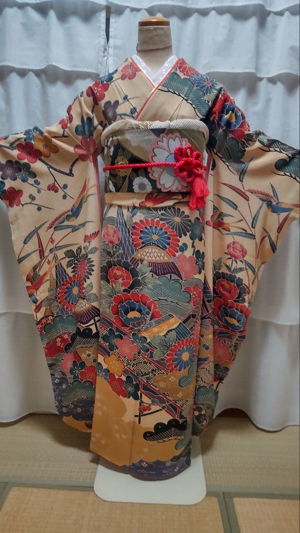 振袖一式　フルセット　紅型　正絹　超美品　おまけ付き