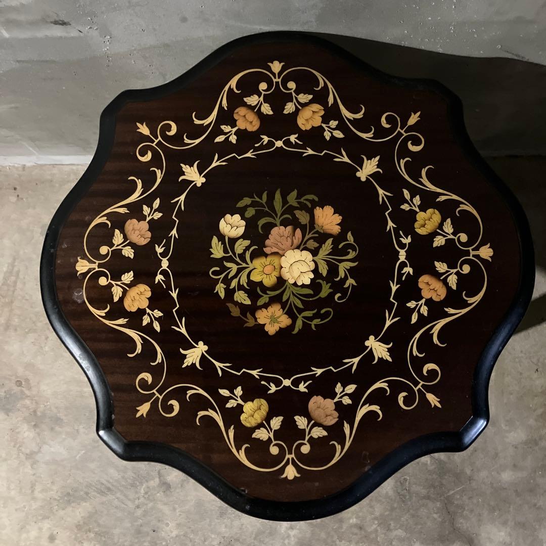 アンティーク 象嵌 サイドテーブル ナイトテーブル ヴィンテージ