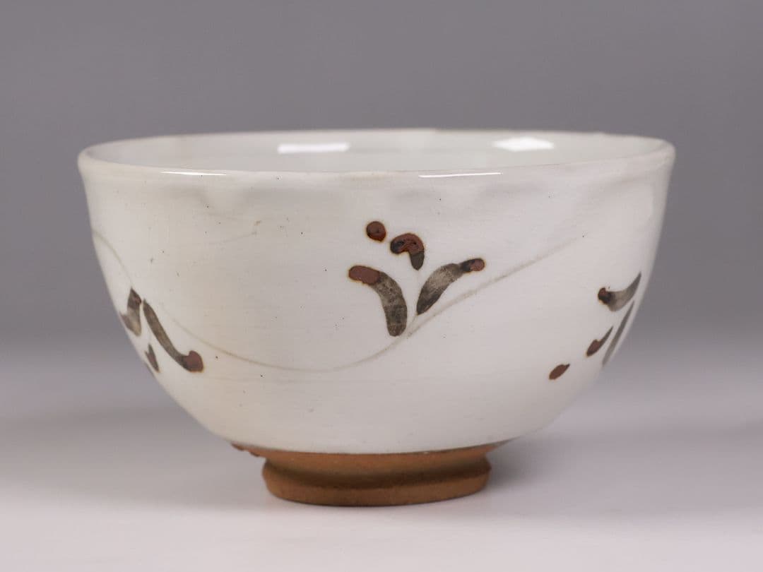 茶道具 鏡山窯 井上東也 唐津 茶碗 共箱 黄布 陶芸【MB86】