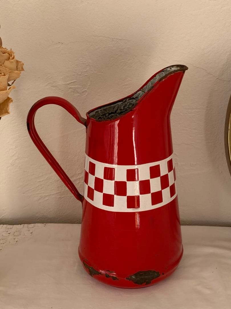 フランスアンティーク　ホーロー　ピッチャー　ブロカント