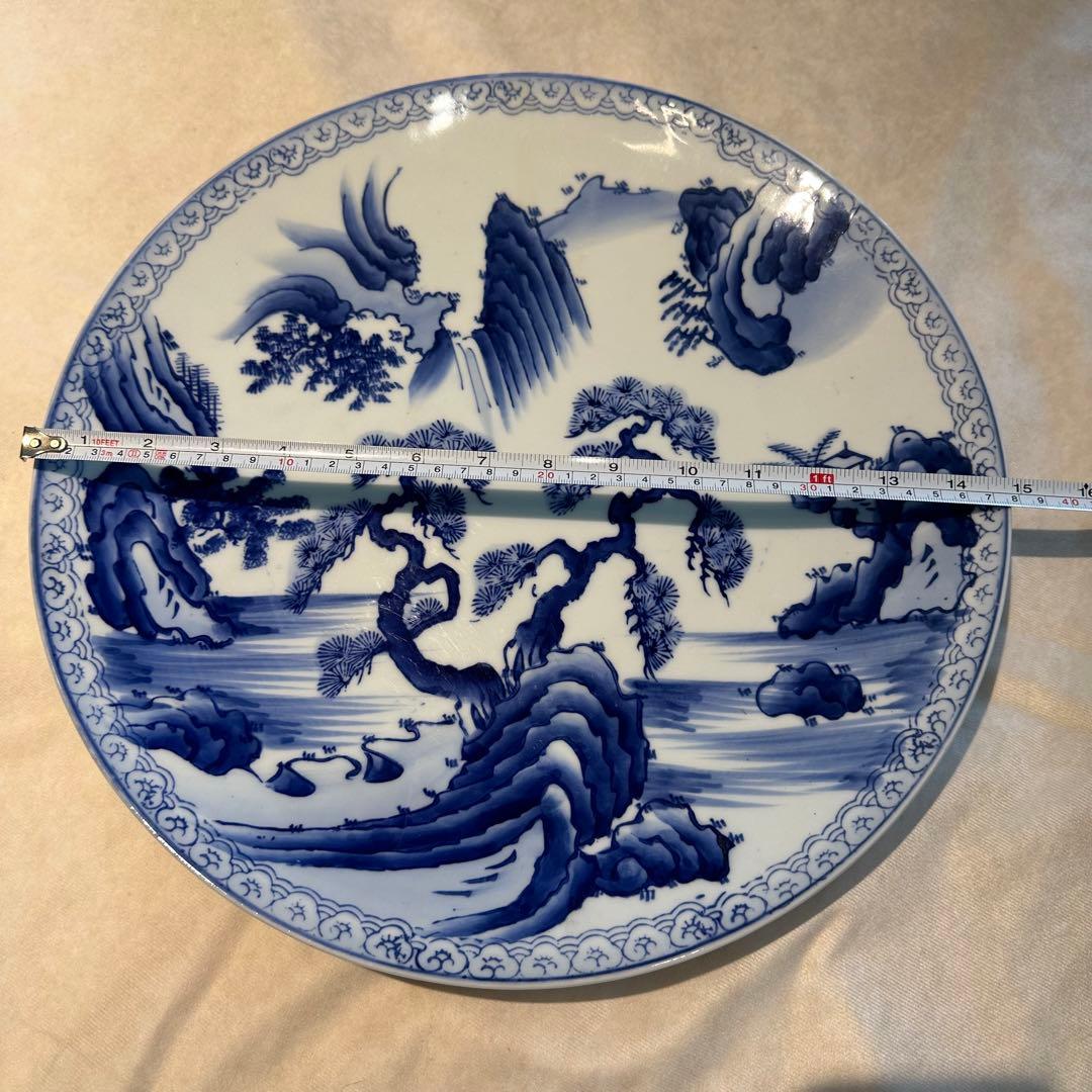 old有田焼　特大皿　飾り皿　染め付け
