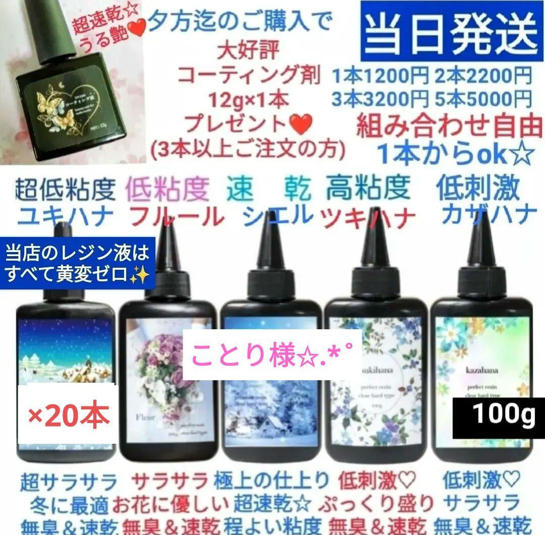 ことりレジン液 ユキハナ20本、コーティング剤つき✩.*˚