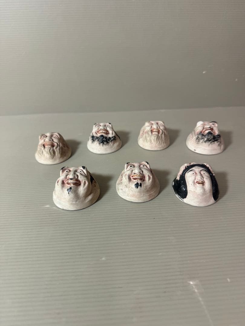 2937 七福神　猪口　7客　時代物