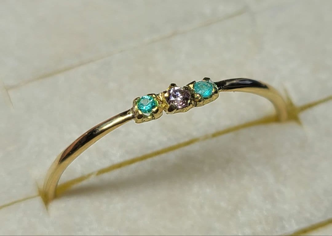 限定1本★アーガイルピンクダイヤモンドバターリャパライバトルマリン18金リング★