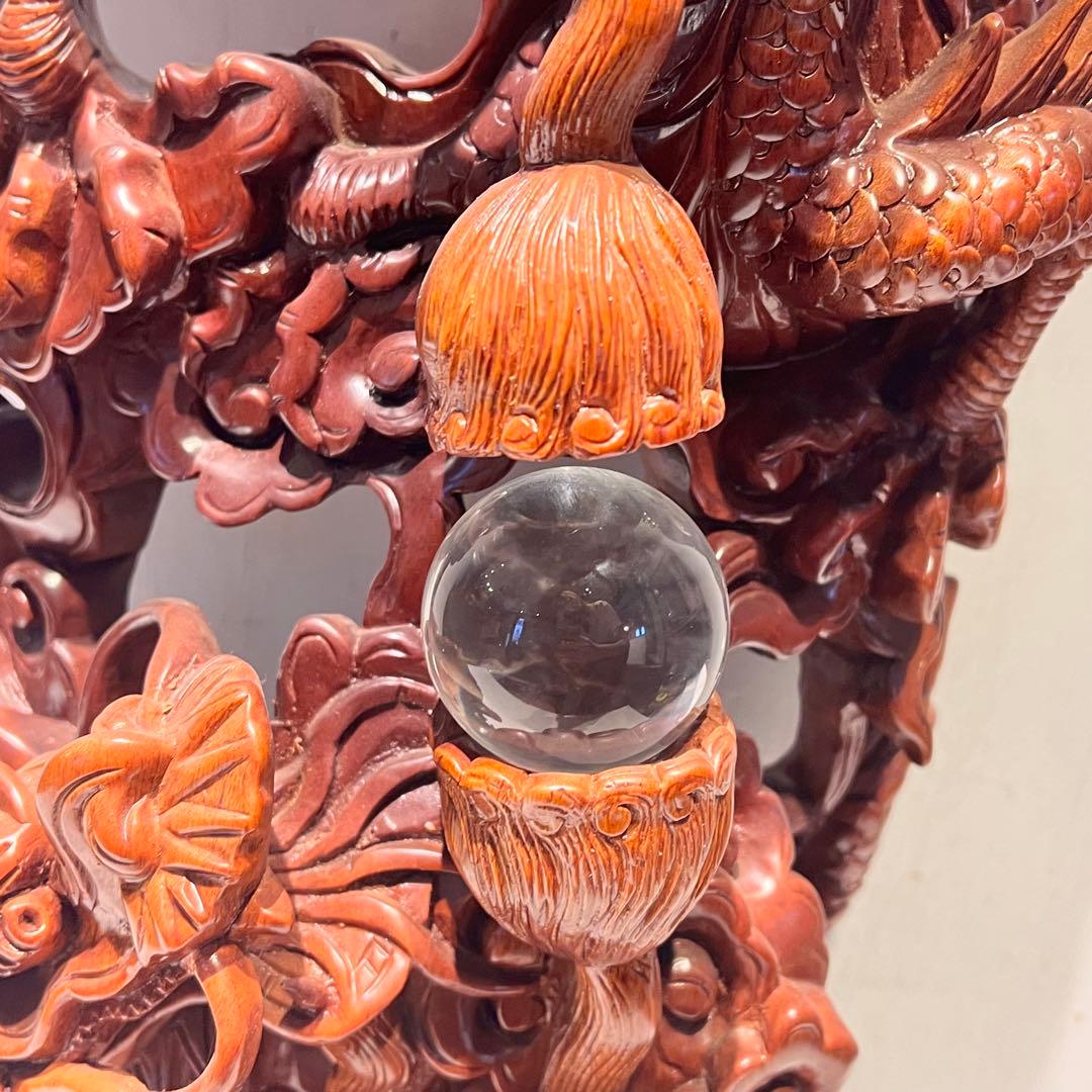 一点もの　開運 龍神 龍 木彫り 双龍 置き物　昇り龍　インテリア　工芸品