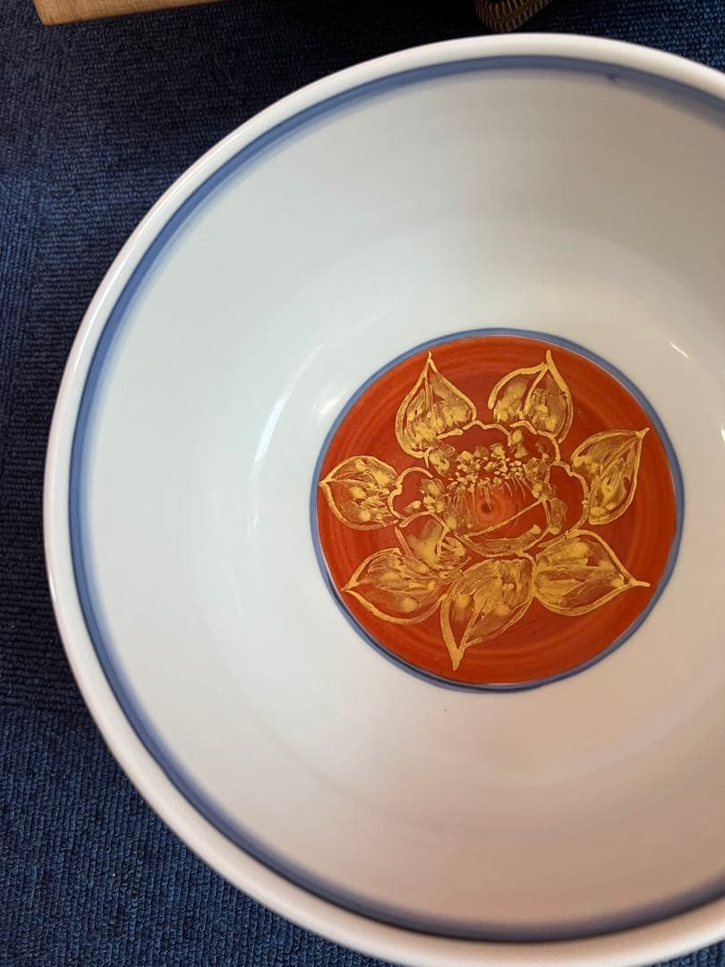 1187  松風栄一作　金襴手　菓子鉢　未使用