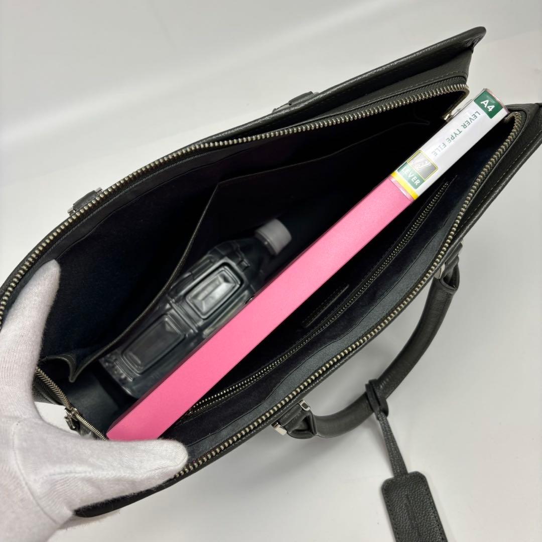 【美品】ビジネスレザーファクトリー ビジネスバッグ 本革　モスグリーン