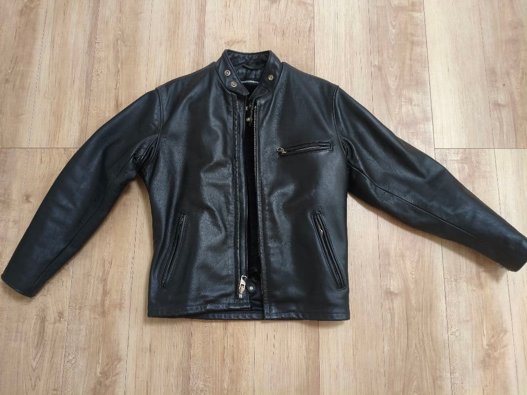 Schott ブラックレザーシングルライダース 38