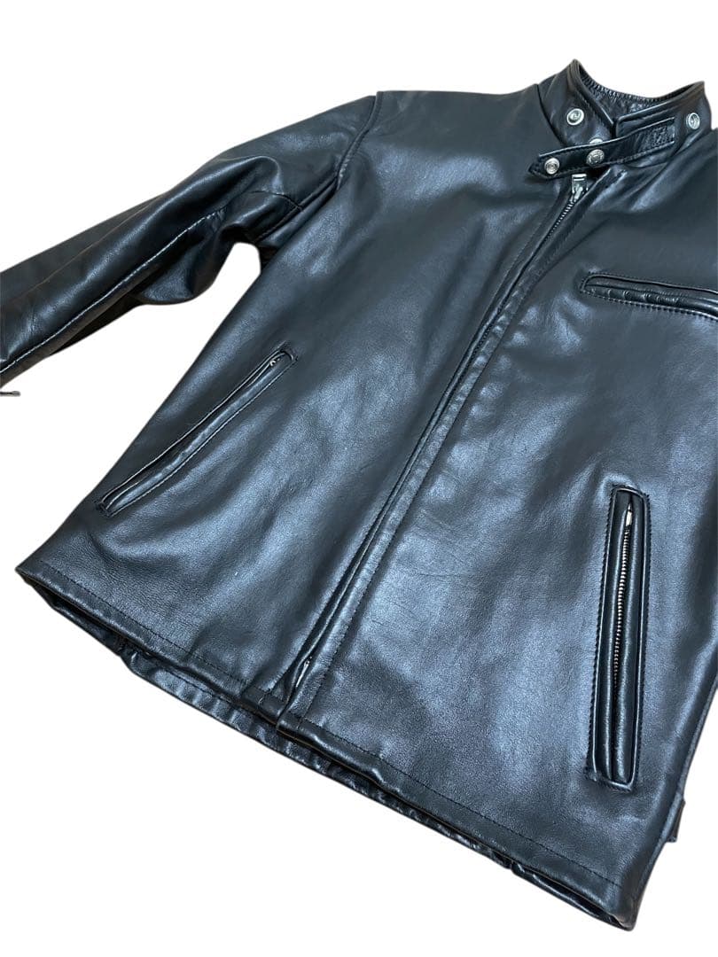 Schottシングルライダースジャケット 641黒　米国製本革(美品) 36