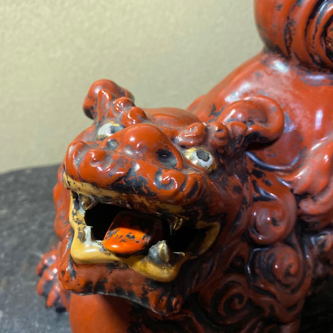 古九谷　赤唐獅子　置物