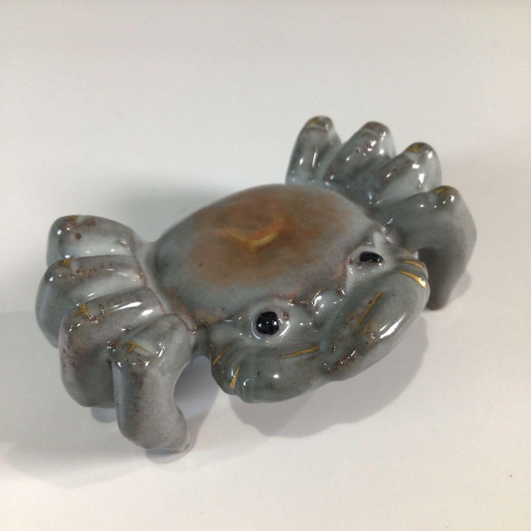 Ｐ４４２　七種蓋置　『鳴滝窯　橋本城岳造』『交趾釉』　共箱　茶道具