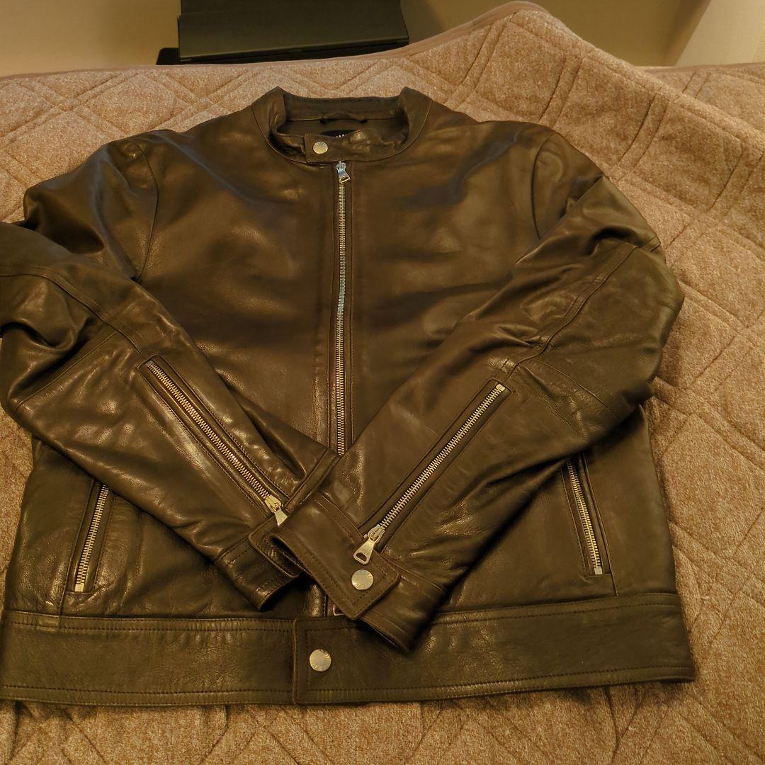 EMMETI ダークブラウン シングルライダースジャケット