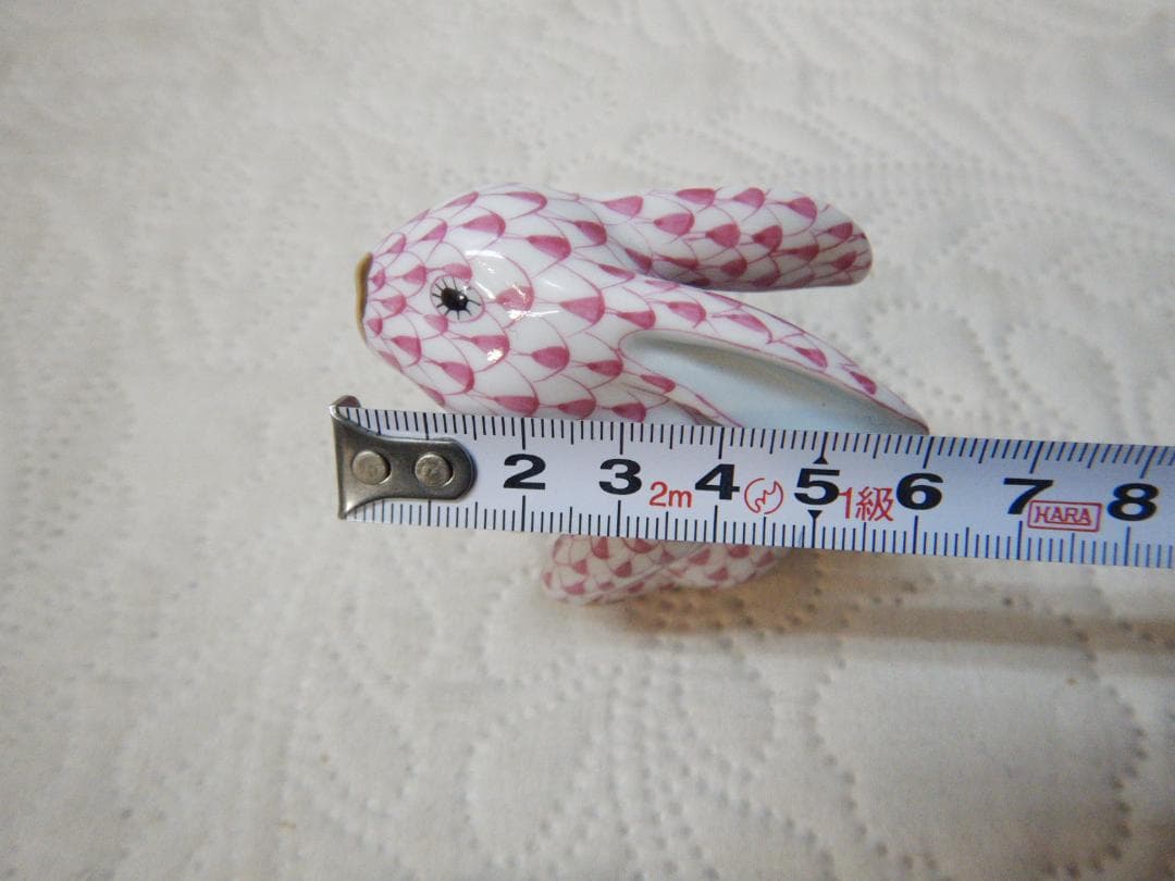 ヘレンド　陶器製　ウサギ　置物　ピンク