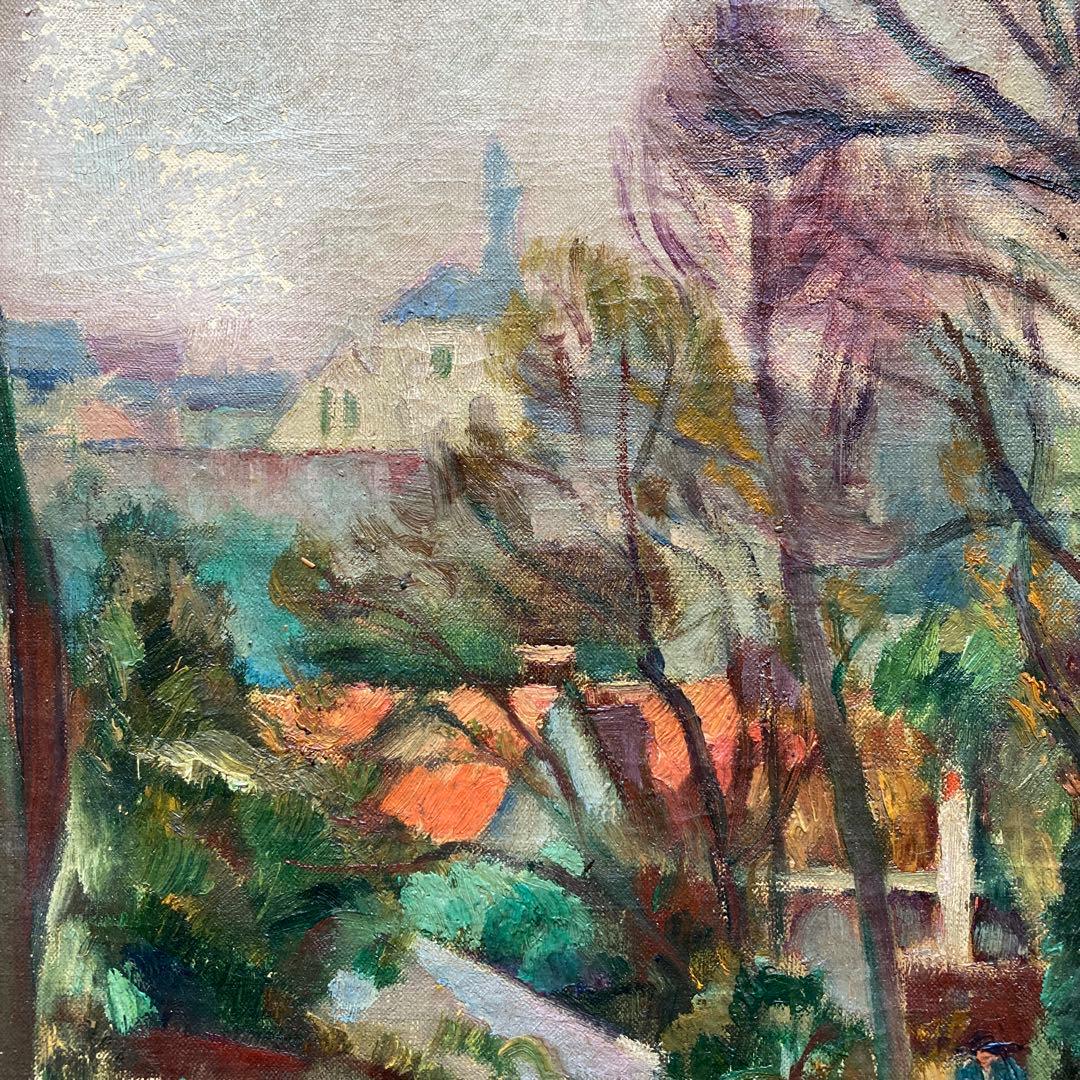 加藤静児　滞欧作風景　1921作　時代額58,5×65.5絵￼38×45cm