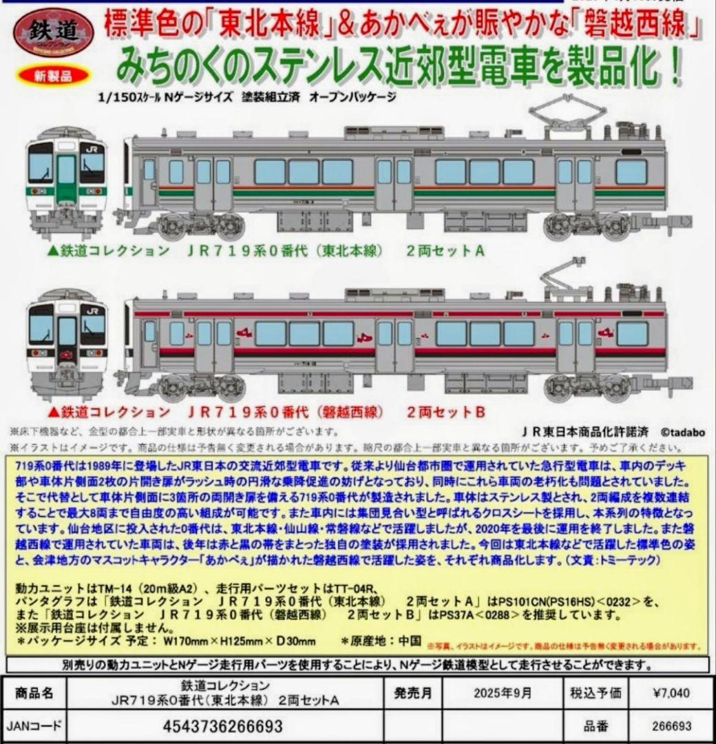 鉄コレ型番266693 JR東日本719系0番代(東北本線) 2両Aセット 3個